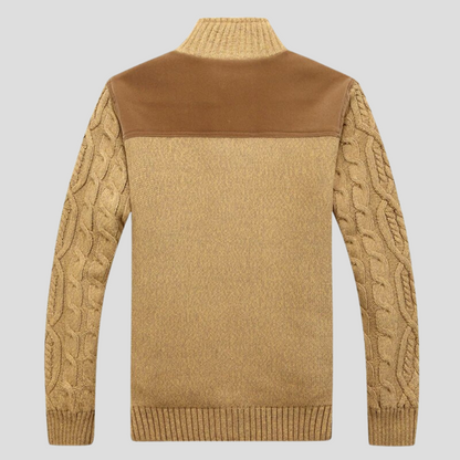 VierraSol | Chaqueta de Cárdigan de Punto para Hombre con Forro de Sherpa
