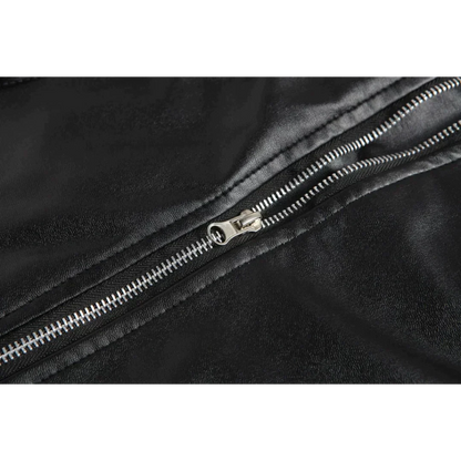 VierraSol | Chaqueta de Cuero para Hombre con Cremallera Diagonal y Cinturón