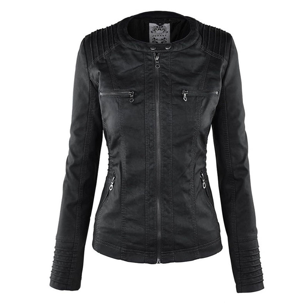 VierraSol - Chaqueta de Cuero para Mujer con Capucha