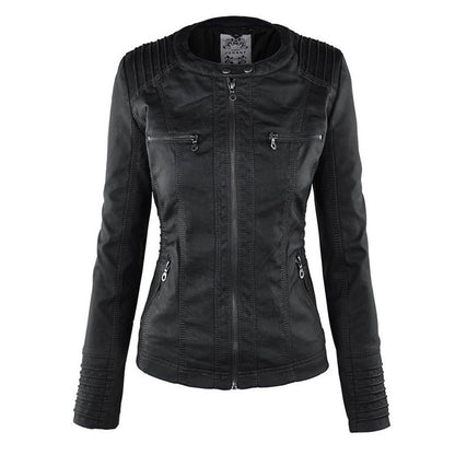 VierraSol - Chaqueta de Cuero para Mujer con Capucha