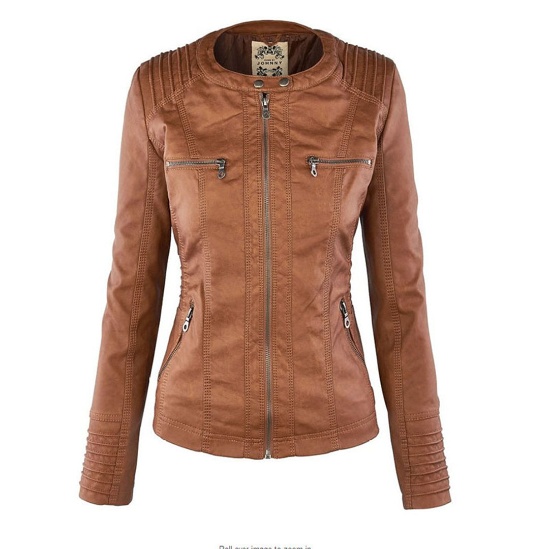 VierraSol - Chaqueta de Cuero para Mujer con Capucha