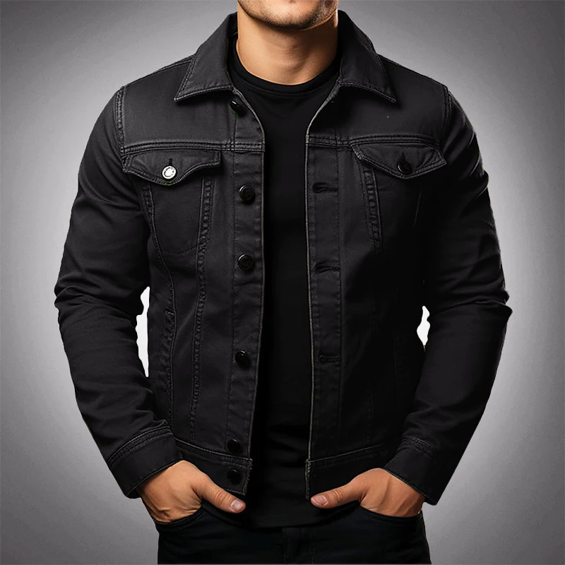 VierraSol | Chaqueta de Denim para Hombre con Cuello de Polo
