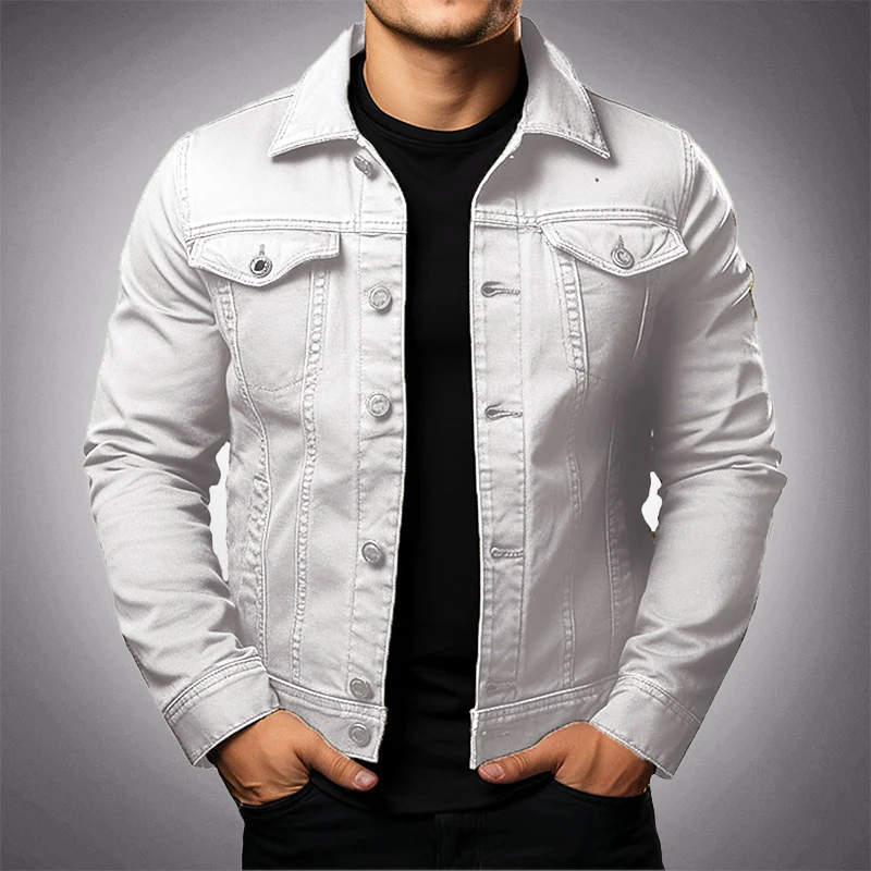 VierraSol | Chaqueta de Denim para Hombre con Cuello de Polo
