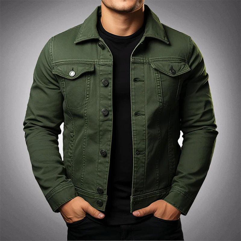 VierraSol | Chaqueta de Denim para Hombre con Cuello de Polo
