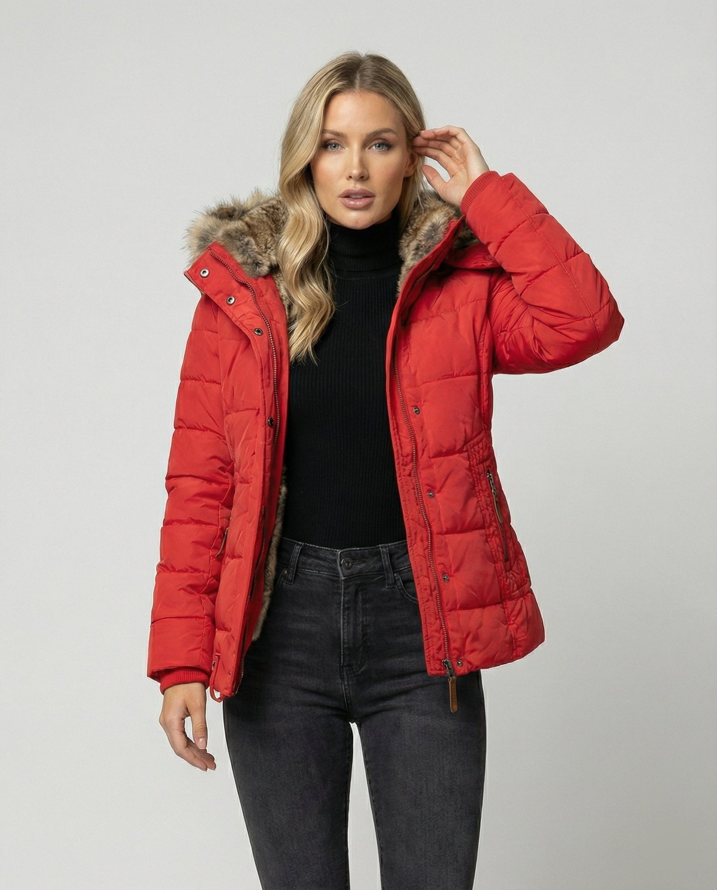 VierraSol - Chaqueta de Invierno de Moda, Forrada y con Capucha