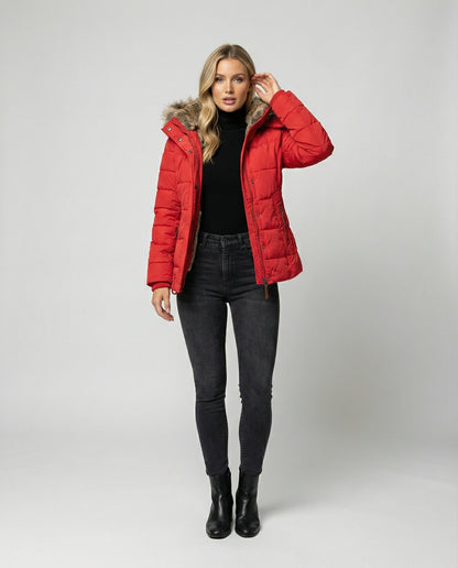 VierraSol - Chaqueta de Invierno de Moda, Forrada y con Capucha