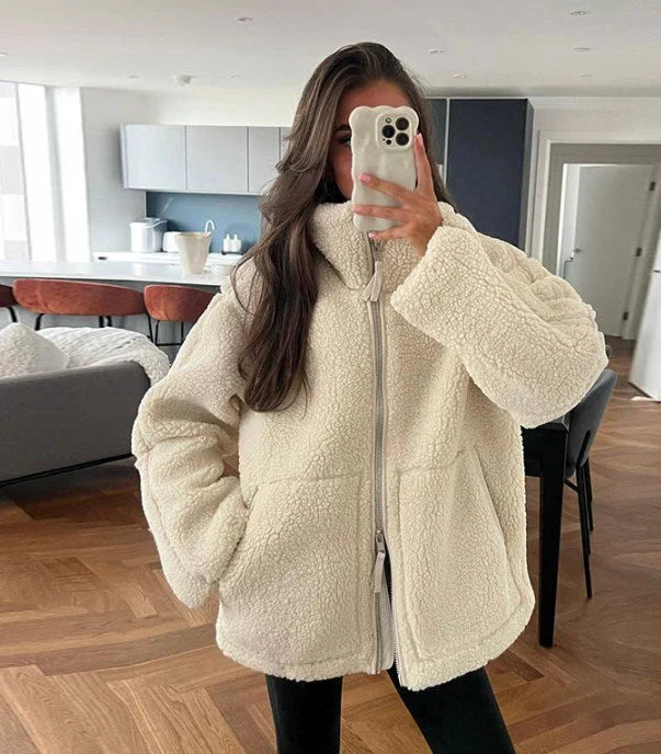 VierraSol - Chaqueta de Lana de Cordero para Mujeres