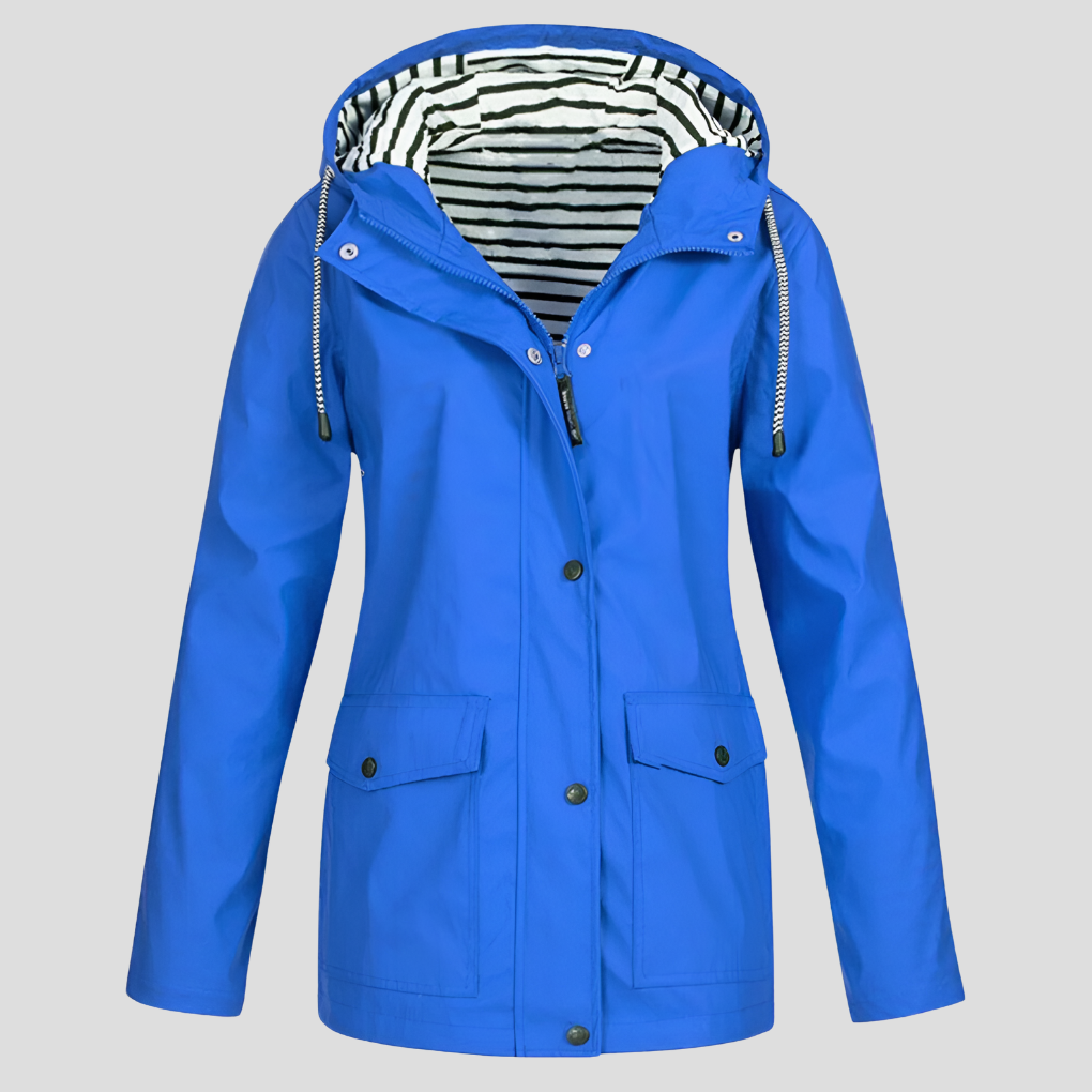 VierraSol | Chaqueta de Lluvia con Capucha para Mujeres con Botones
