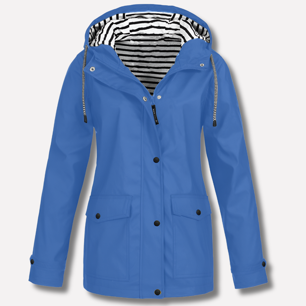 VierraSol | Chaqueta de Lluvia con Capucha para Mujeres con Botones