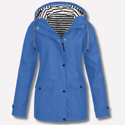 VierraSol | Chaqueta de Lluvia con Capucha para Mujeres con Botones