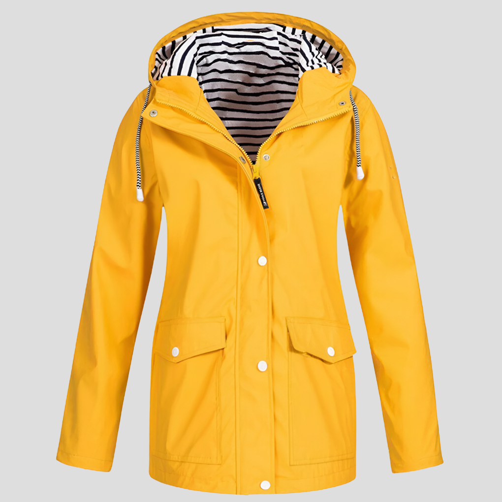 VierraSol | Chaqueta de Lluvia con Capucha para Mujeres con Botones