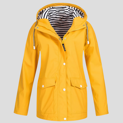 VierraSol | Chaqueta de Lluvia con Capucha para Mujeres con Botones