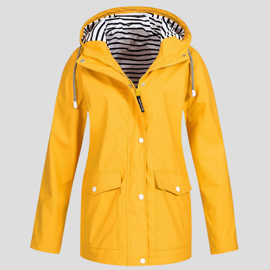 VierraSol | Chaqueta de Lluvia con Capucha para Mujeres con Botones
