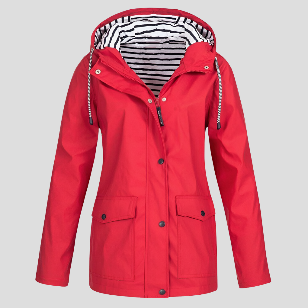 VierraSol | Chaqueta de Lluvia con Capucha para Mujeres con Botones