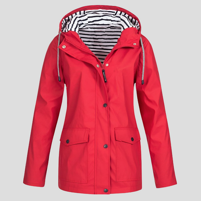 VierraSol | Chaqueta de Lluvia con Capucha para Mujeres con Botones
