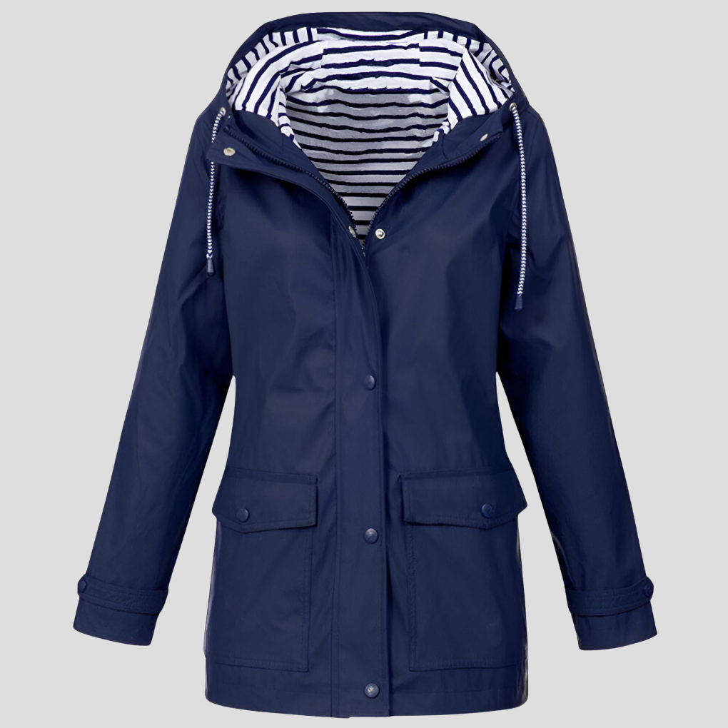 VierraSol | Chaqueta de Lluvia con Capucha para Mujeres con Botones