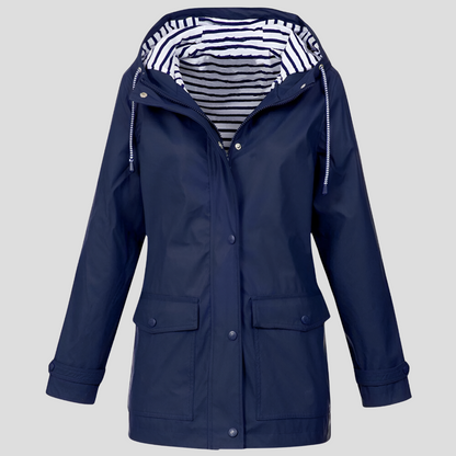 VierraSol | Chaqueta de Lluvia con Capucha para Mujeres con Botones