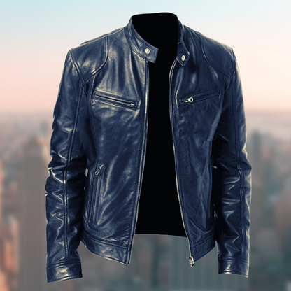 VierraSol | Chaqueta de Moto de Cuero Sintético para Hombre