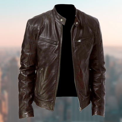 VierraSol | Chaqueta de Moto de Cuero Sintético para Hombre