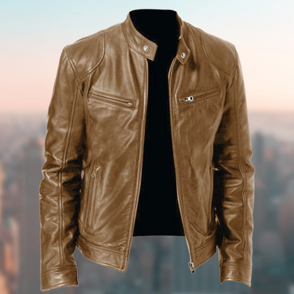 VierraSol | Chaqueta de Moto de Cuero Sintético para Hombre