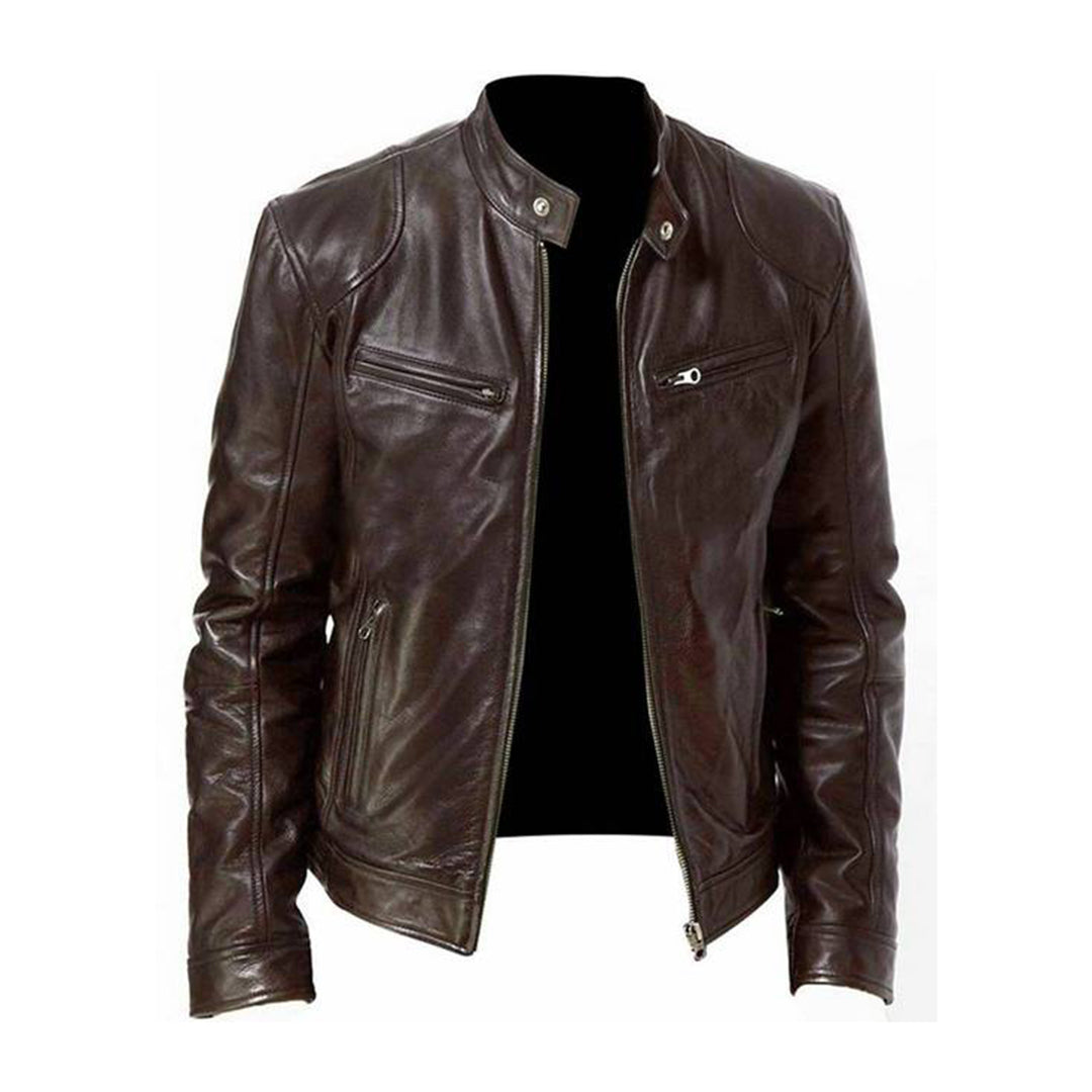 VierraSol | Chaqueta de Motocicleta para Hombre con Bolsillos con Cremallera