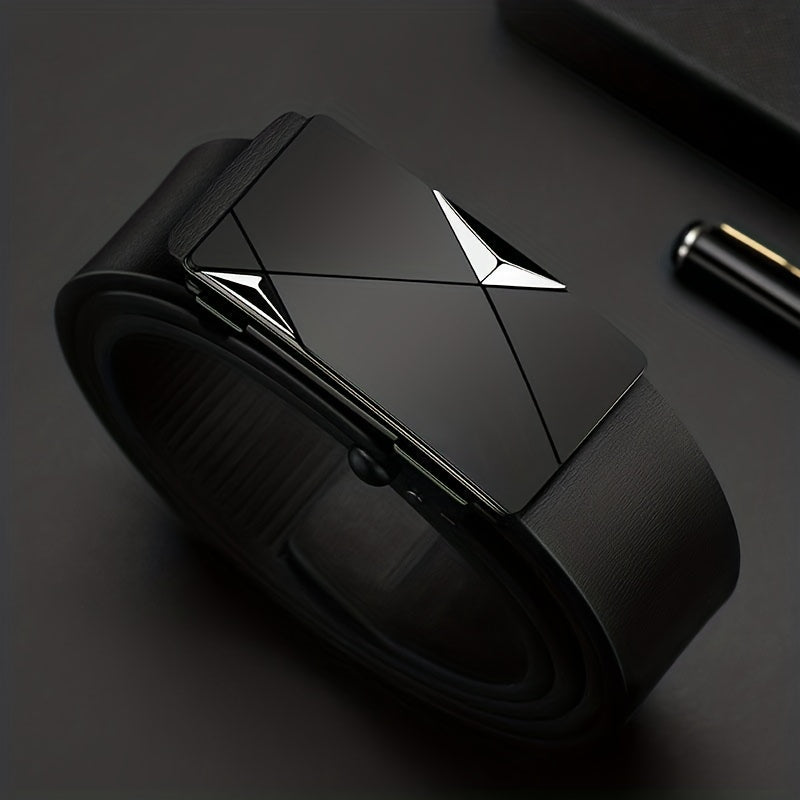 VierraSol | Cinturón de Cuero Genuino para Hombre con Hebilla Automática – Cinturón de Cuero Ajustable Clásico