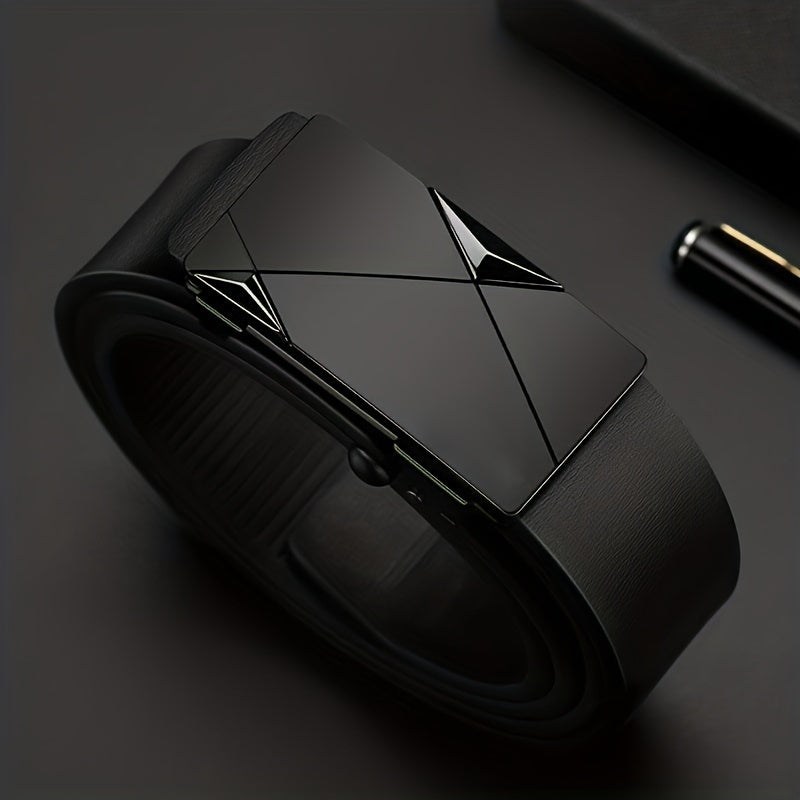 VierraSol | Cinturón de Cuero Genuino para Hombre con Hebilla Automática – Cinturón de Cuero Ajustable Clásico
