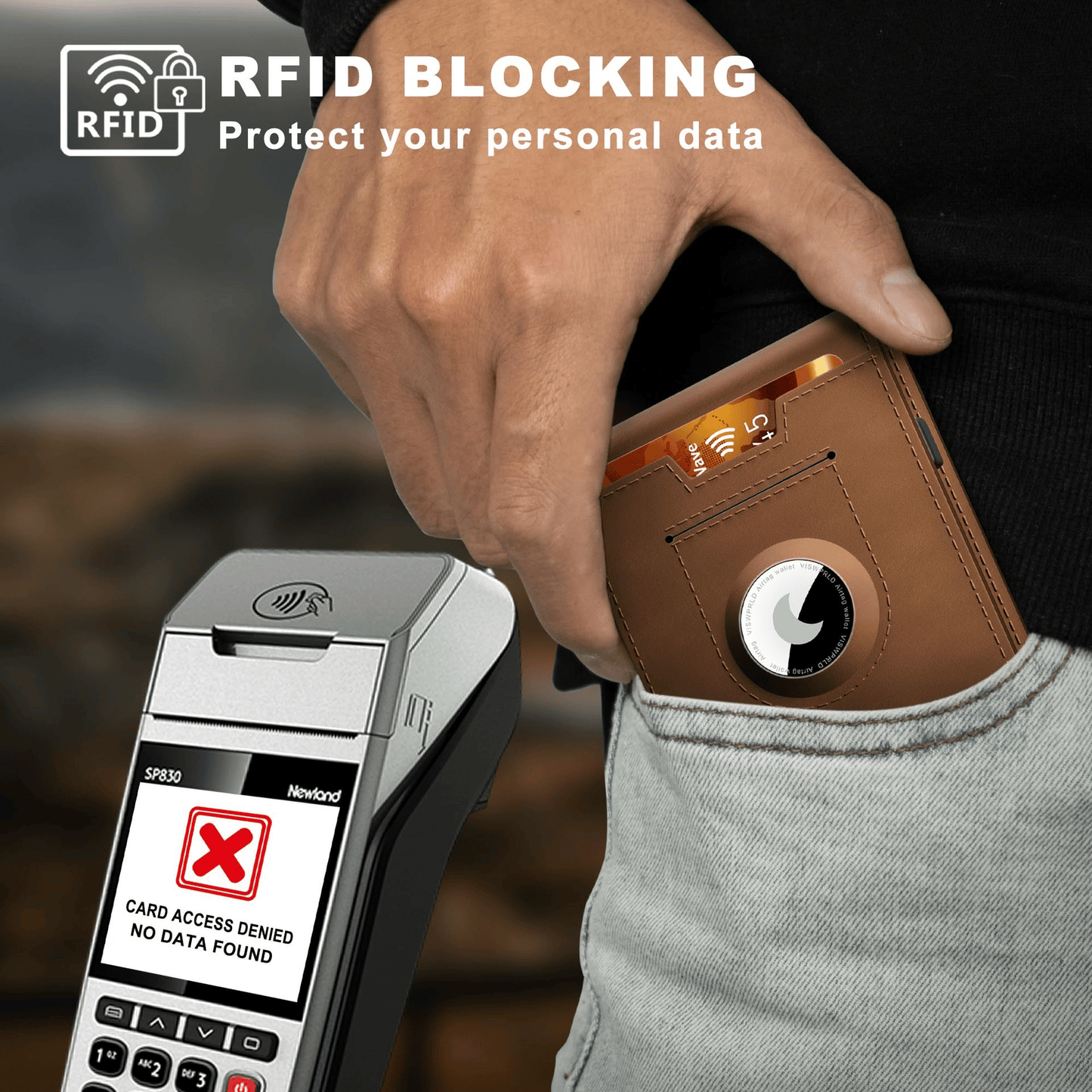 VierraSol | Clip de Dinero de Aluminio Plegable, Billetera Minimalista de Cuero con Ranuras para Tarjetas de Crédito, Bloqueo RFID