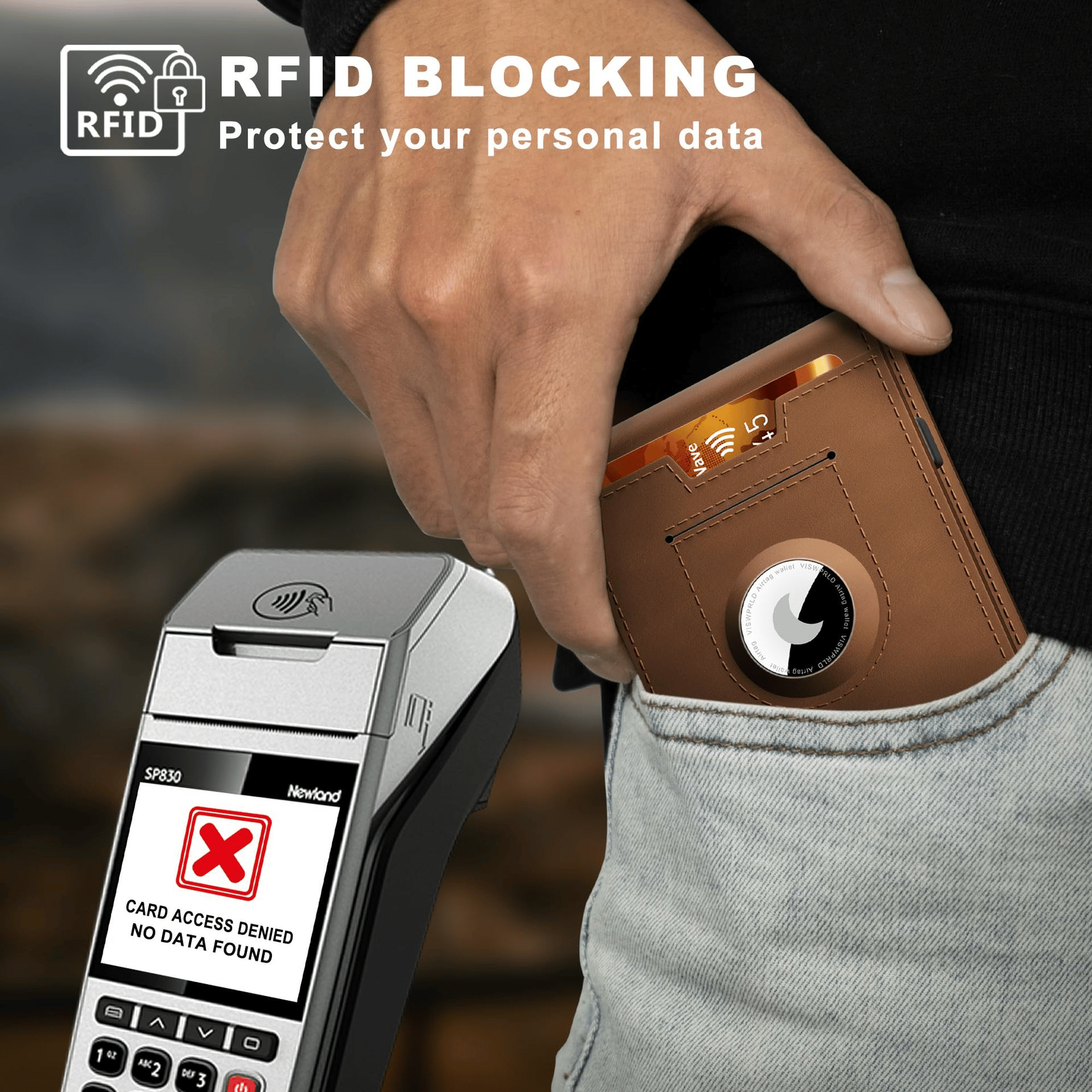 VierraSol | Clip de Dinero de Aluminio Plegable, Billetera Minimalista de Cuero con Ranuras para Tarjetas de Crédito, Bloqueo RFID