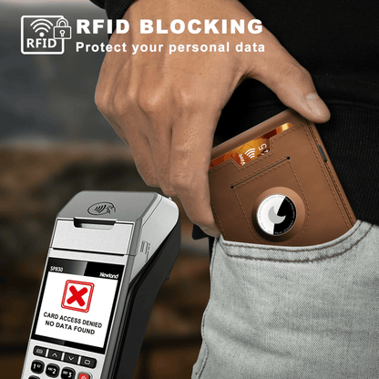 VierraSol | Clip de Dinero de Aluminio Plegable, Billetera Minimalista de Cuero con Ranuras para Tarjetas de Crédito, Bloqueo RFID