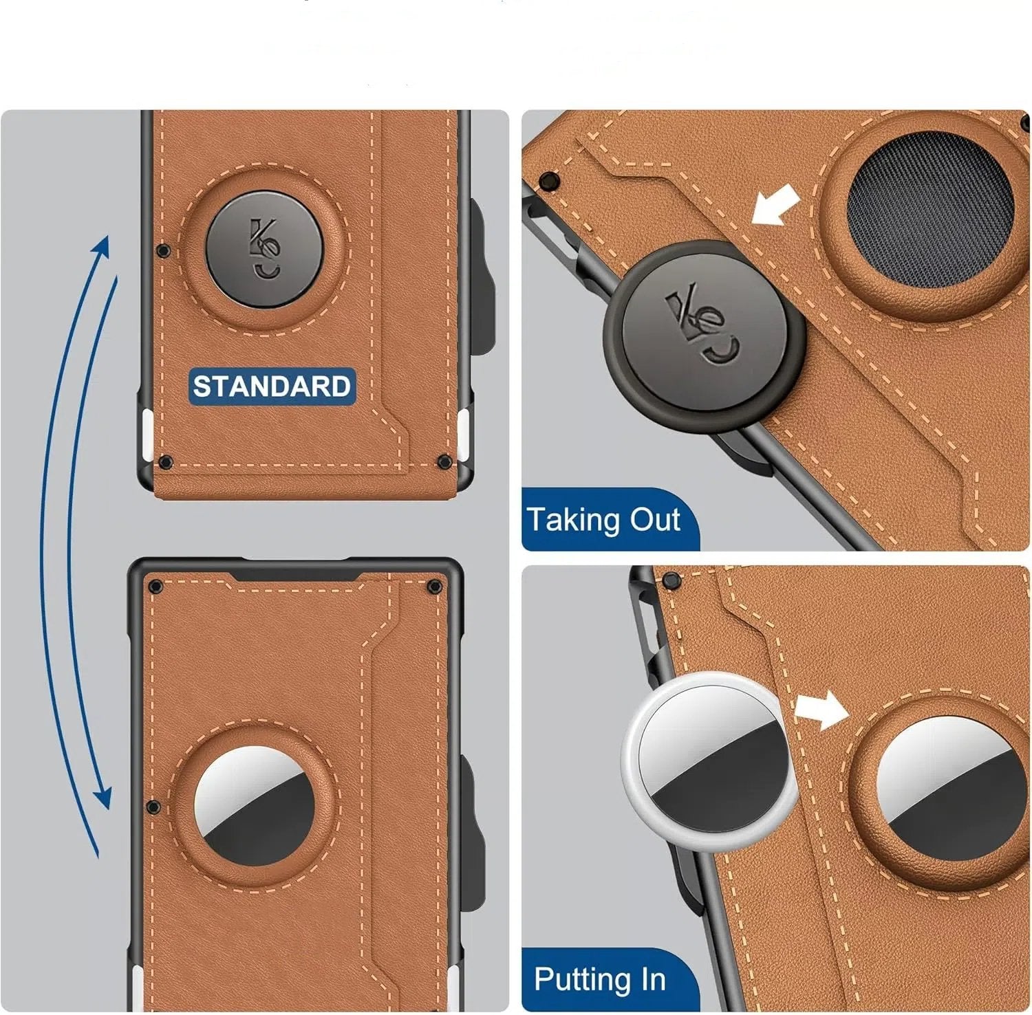 VierraSol | Clip de Dinero de Aluminio Plegable, Billetera Minimalista de Cuero con Ranuras para Tarjetas de Crédito, Bloqueo RFID