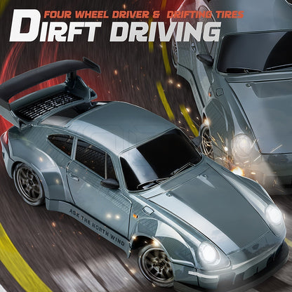 VierraSol | Coche de Drift RC 1:24 Definitivo con Ruedas LED – Juguete de Carreras Recargable 4WD