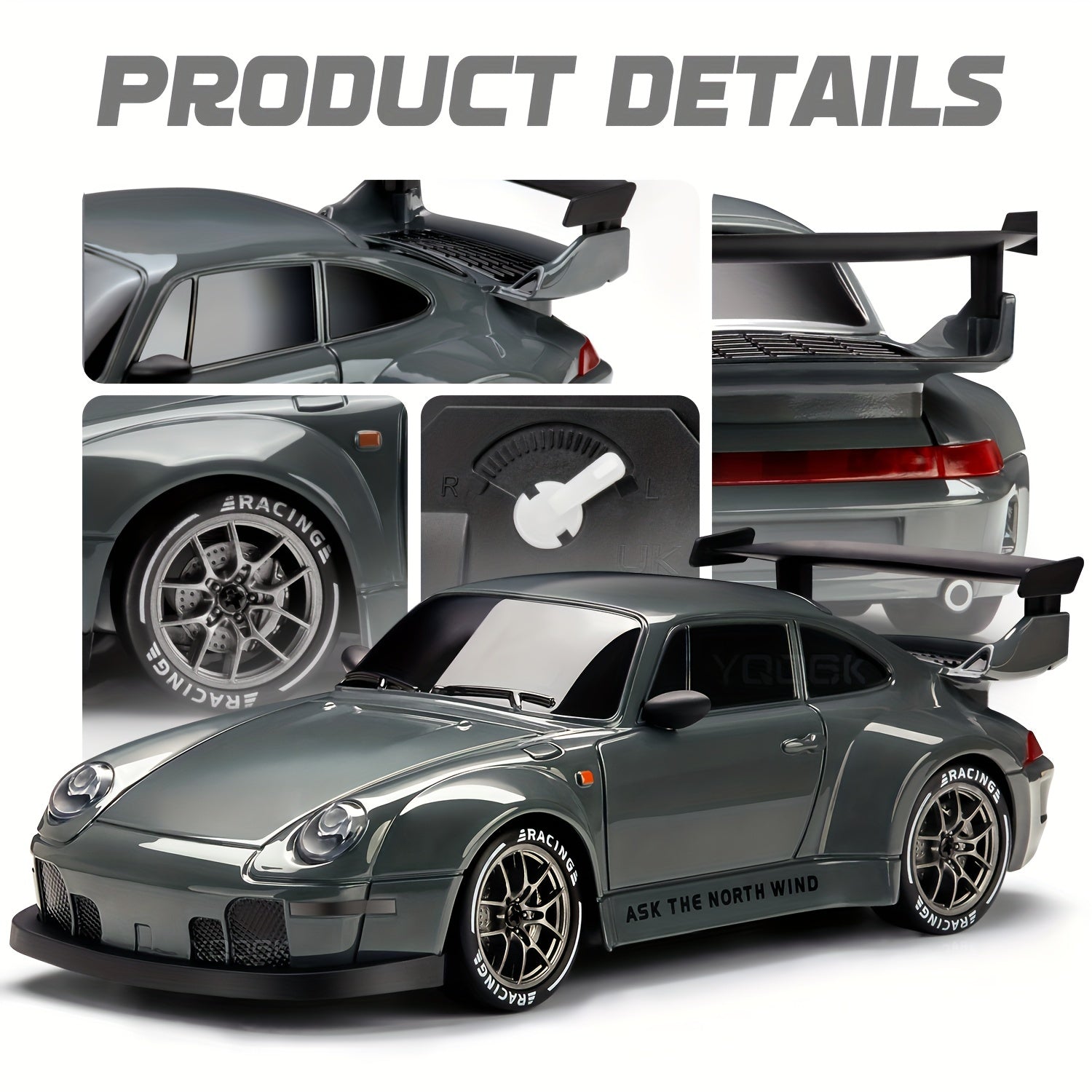 VierraSol | Coche de Drift RC 1:24 Definitivo con Ruedas LED – Juguete de Carreras Recargable 4WD
