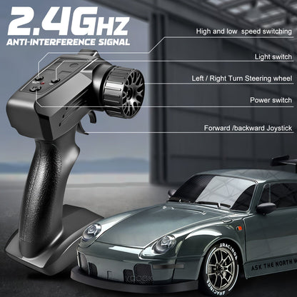 VierraSol | Coche de Drift RC 1:24 Definitivo con Ruedas LED – Juguete de Carreras Recargable 4WD
