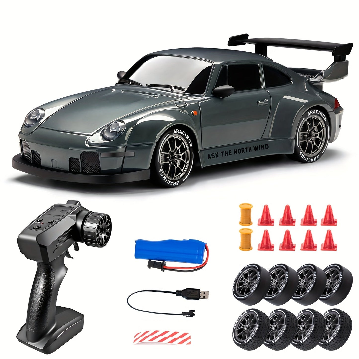 VierraSol | Coche de Drift RC 1:24 Definitivo con Ruedas LED – Juguete de Carreras Recargable 4WD
