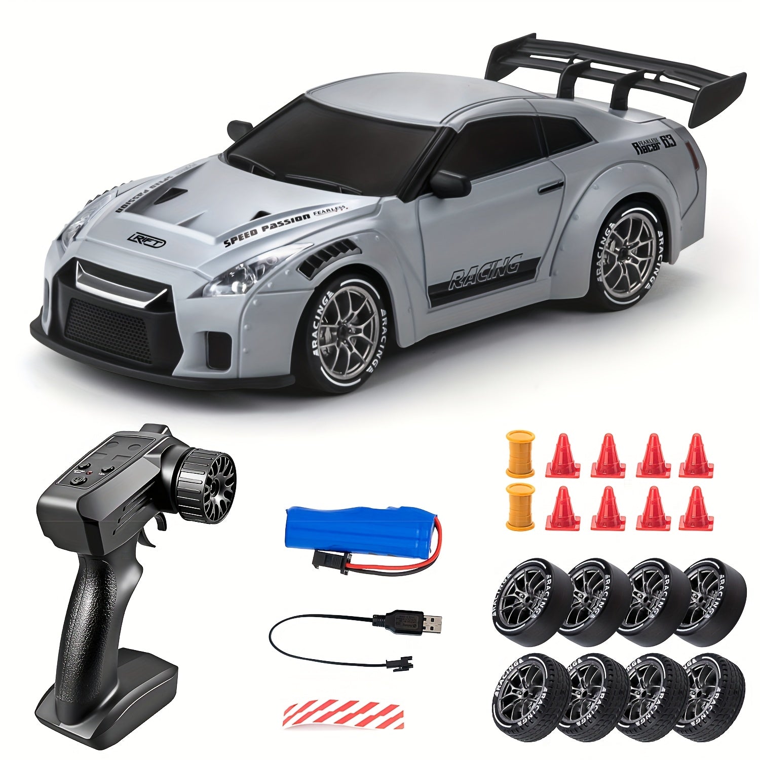 VierraSol | Coche de Drift RC 1:24 Definitivo con Ruedas LED – Juguete de Carreras Recargable 4WD