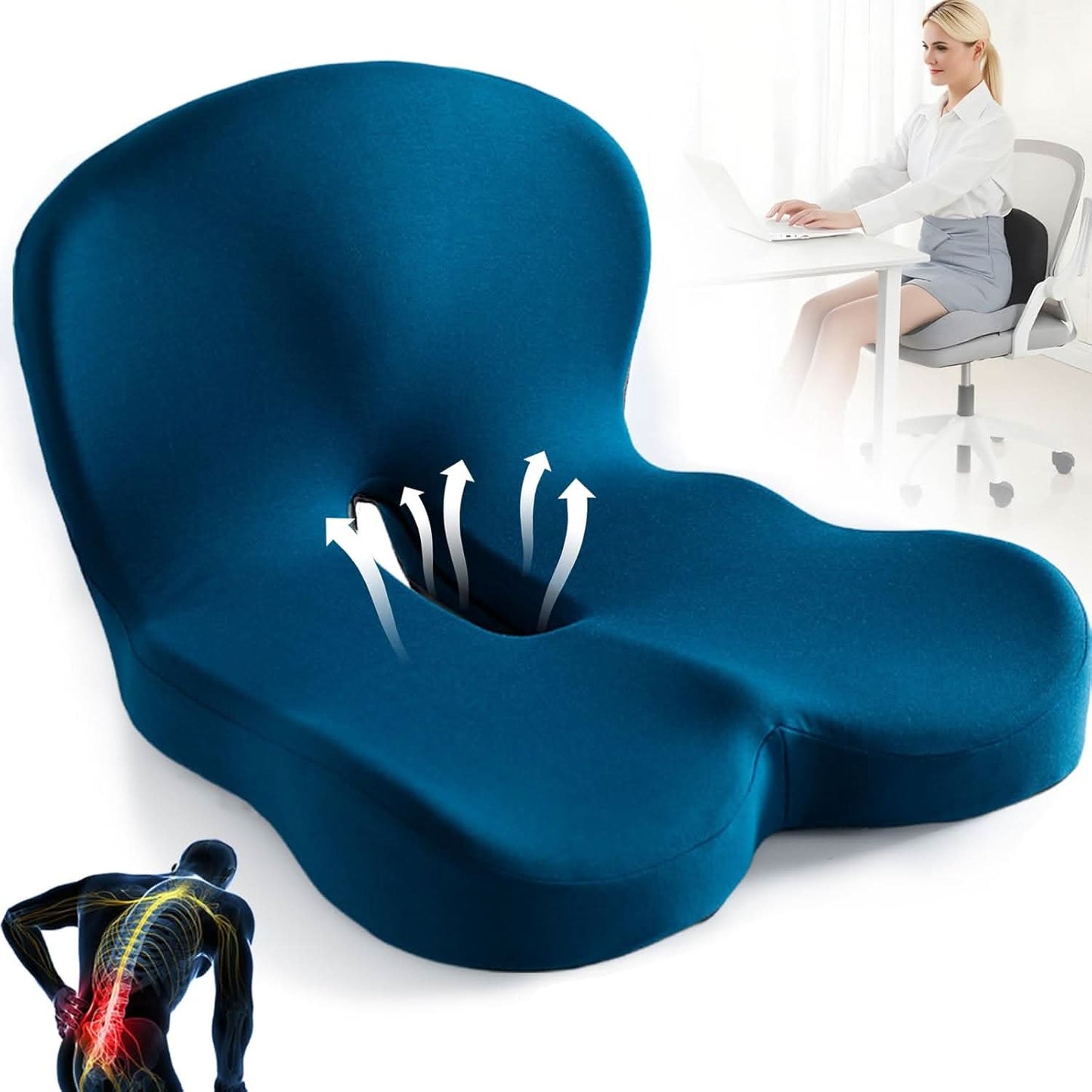 VierraSol | Cojín Ergonómico para Asiento con Soporte Lumbar