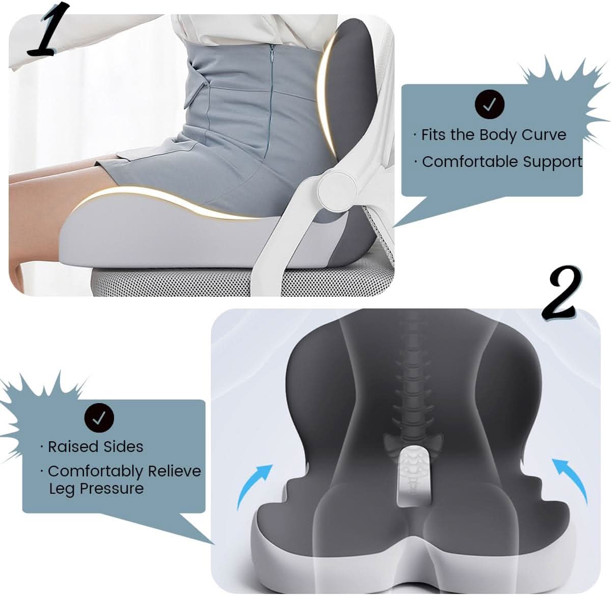 VierraSol | Cojín Ergonómico para Asiento con Soporte Lumbar