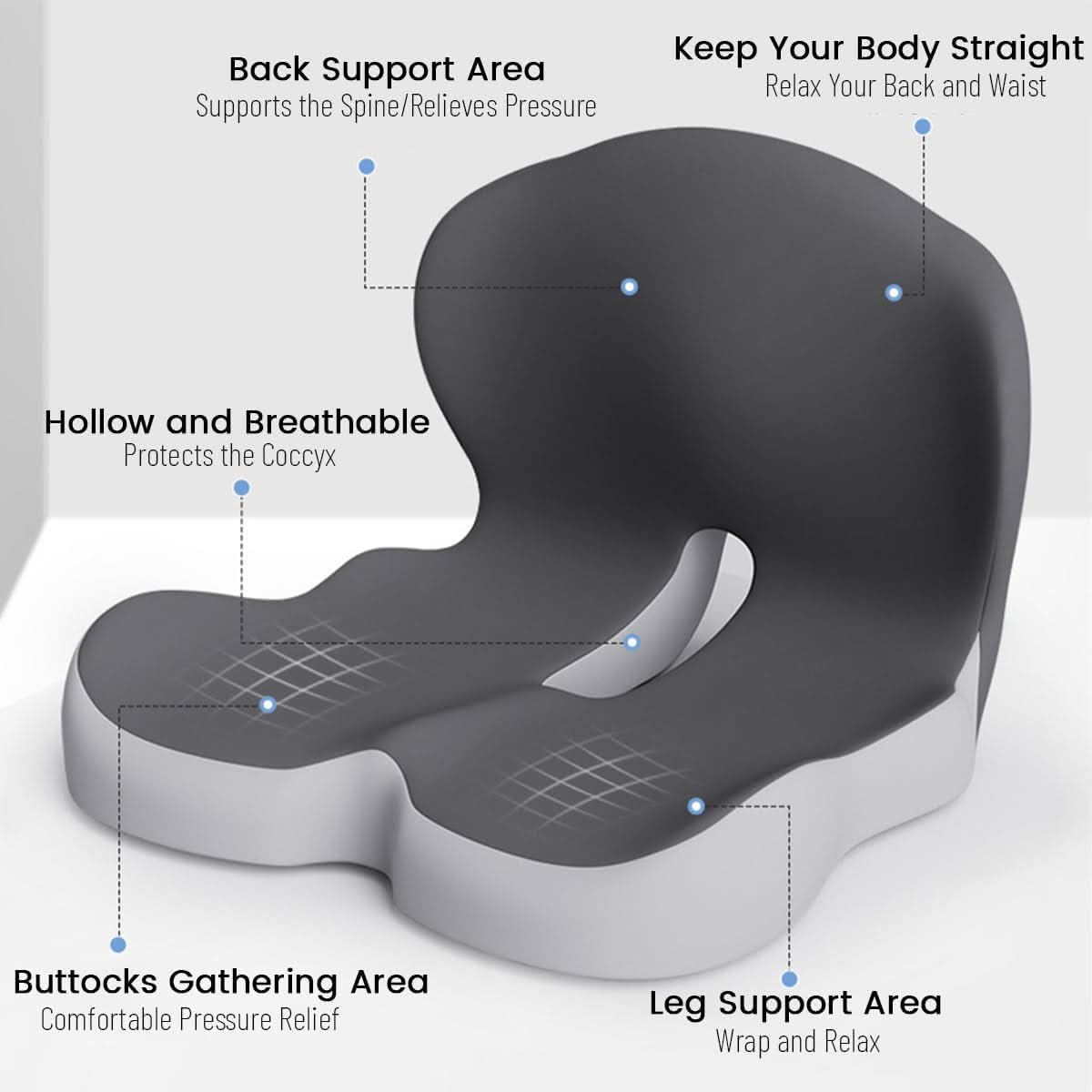 VierraSol | Cojín Ergonómico para Asiento con Soporte Lumbar