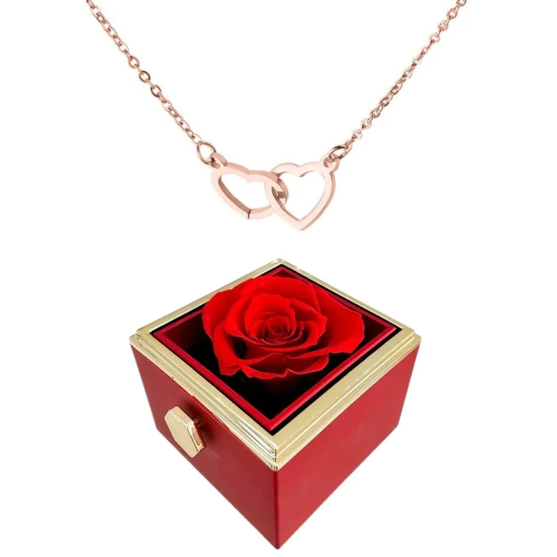 VierraSol | Collar de Corazón con Caja de Regalo Rotativa de Rosa