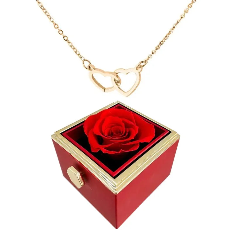 VierraSol | Collar de Corazón con Caja de Regalo Rotativa de Rosa