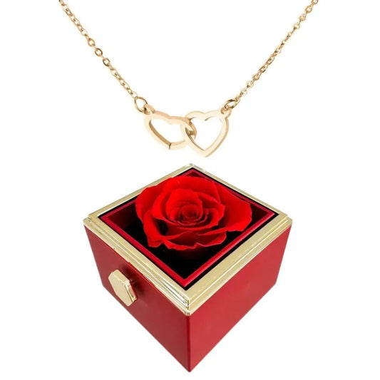VierraSol | Collar de Corazón con Caja de Regalo Rotativa de Rosa