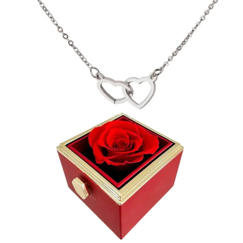 VierraSol | Collar de Corazón con Caja de Regalo Rotativa de Rosa