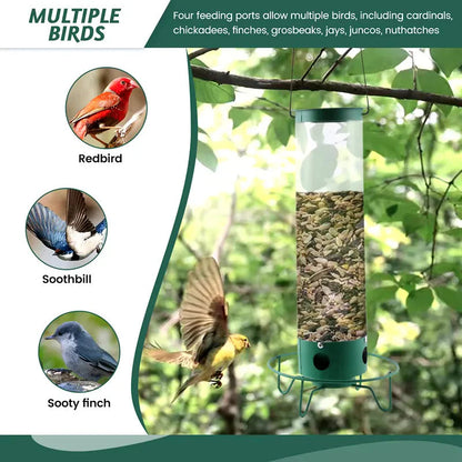 VierraSol | Comedero para Aves a Prueba de Ardillas con Múltiples Puertos de Alimentación