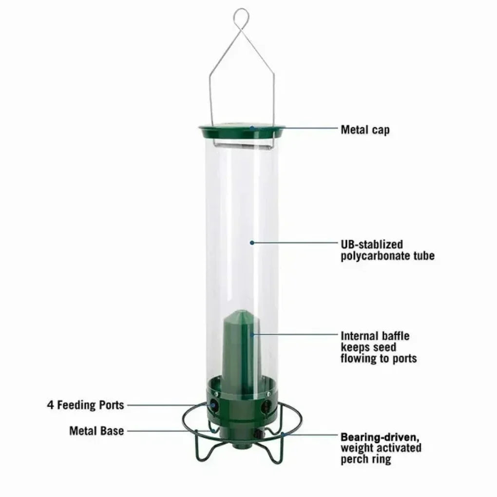 VierraSol | Comedero para Aves Resistente a Ardillas con Múltiples Puertos de Alimentación