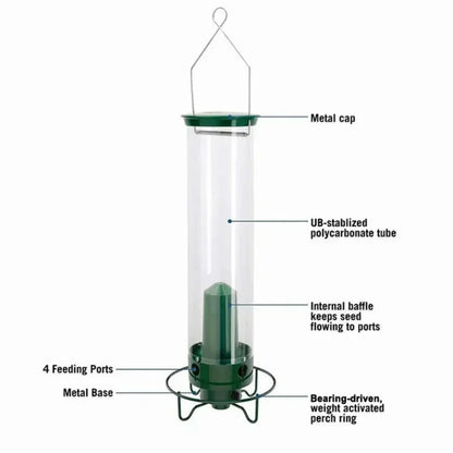 VierraSol | Comedero para Aves Resistente a Ardillas con Múltiples Puertos de Alimentación