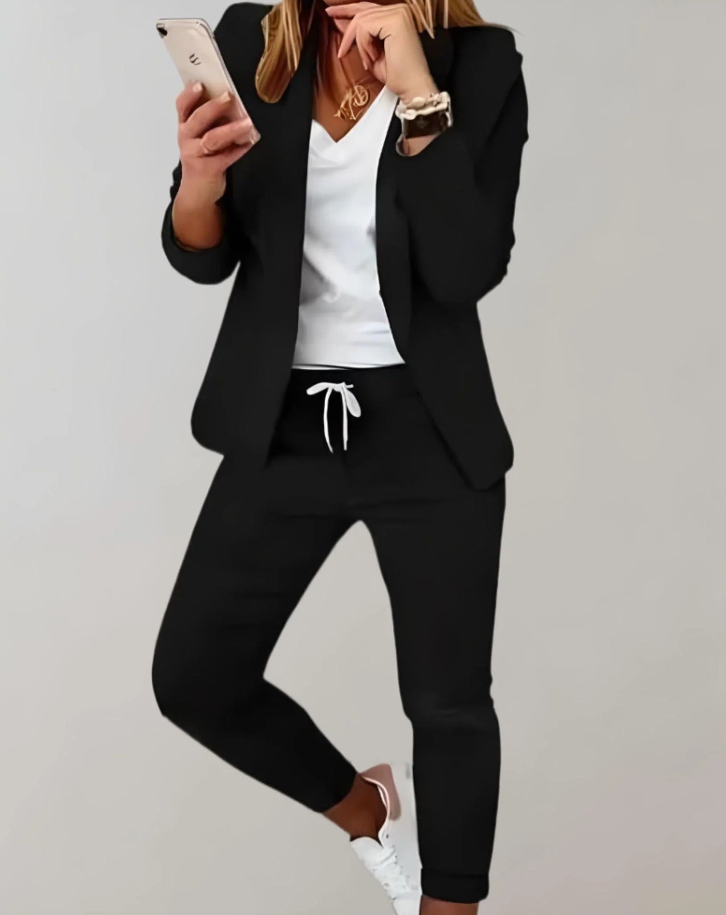 VierraSol | Conjunto de Blazer y Pantalones a Cuadros para Mujeres