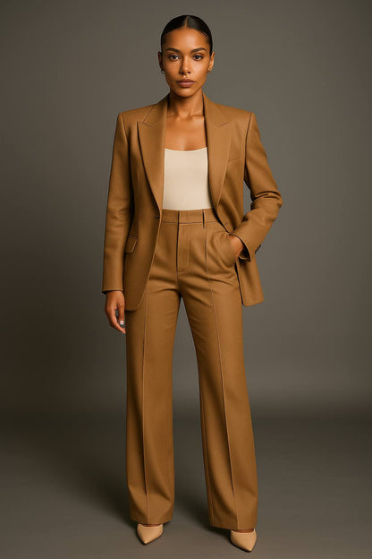 VierraSol | Conjunto de Blazer y Pantalones de Pierna Ancha para Mujer