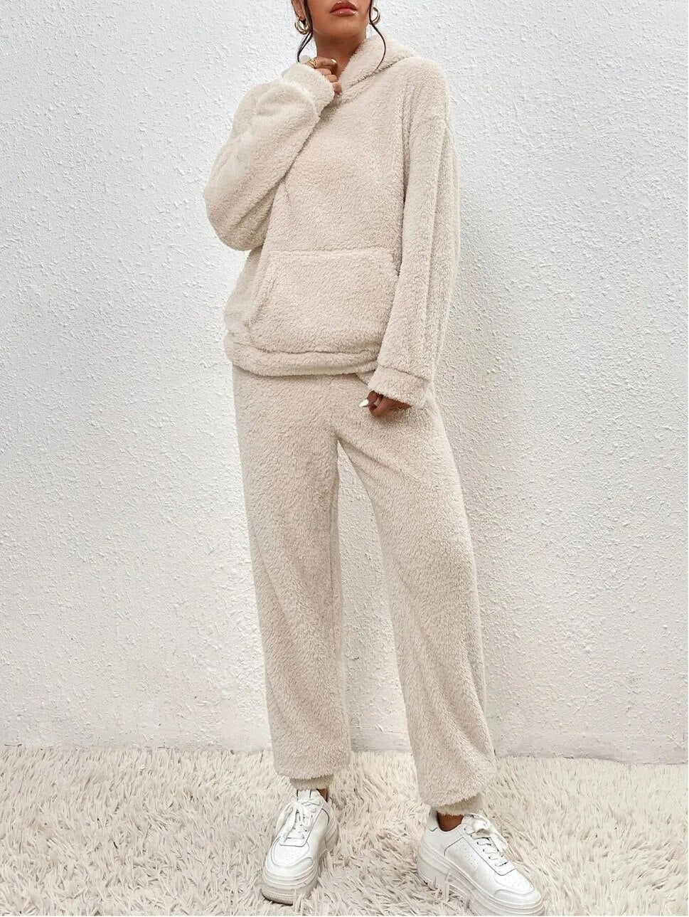VierraSol | Conjunto de Lounge de Teddy con Capucha para Mujeres