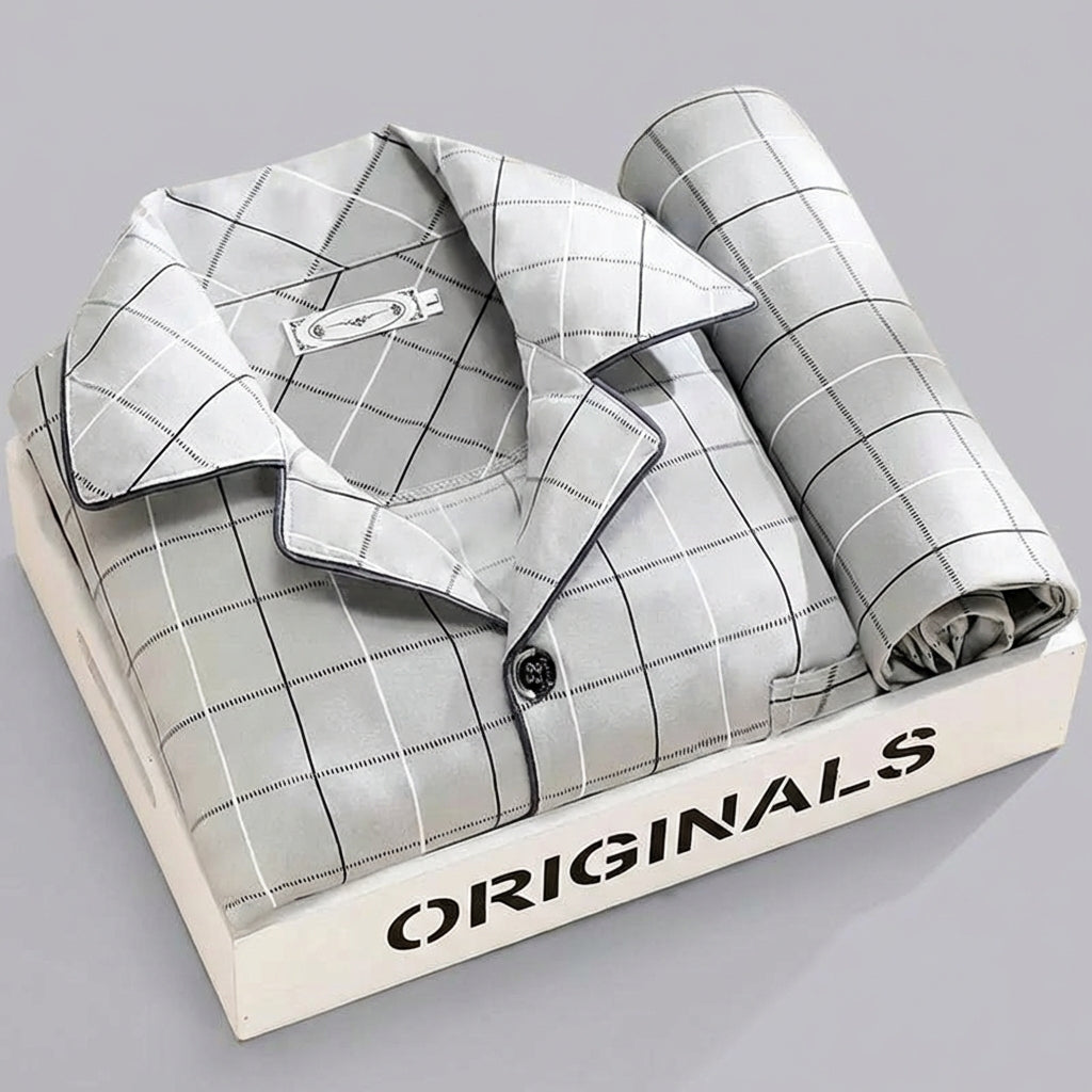 VierraSol | Conjunto de Pijamas para Hombre con Camisa de Botones y Pantalones a Cuadros